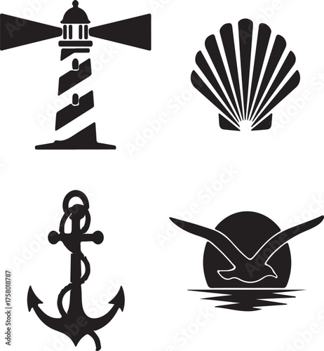 nautical icons set