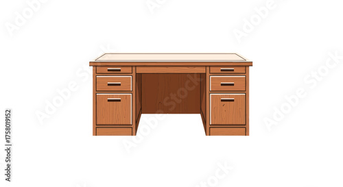 Classic Wooden Executive Desk with Multiple Drawers.