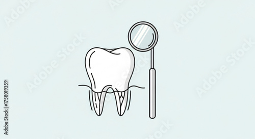 Dental mirror and tooth for dental examination