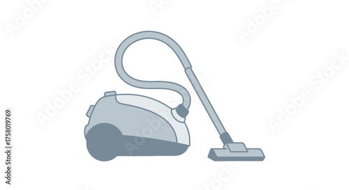 Cartoon Canister Vacuum Cleaner Illustration for Home Cleaning.