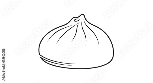 Steamed Bun Illustration: Simple Line Drawing of a Dumpling.