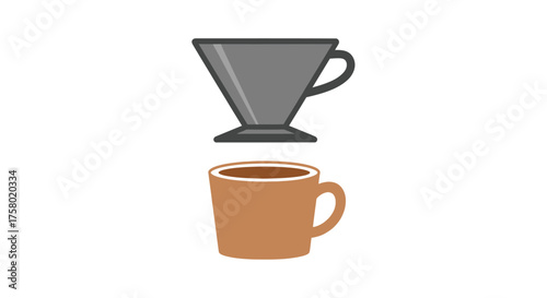 Gray Pour Over Coffee Dripper and Brown Mug for Manual Brewing.