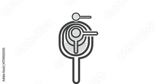 Simple Black and White Table Tennis Racket Icon.