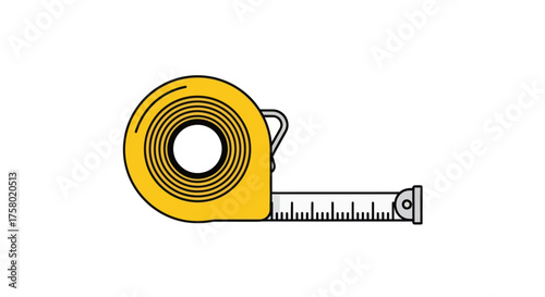 Yellow and Black Illustrated Measuring Tape Tool.
