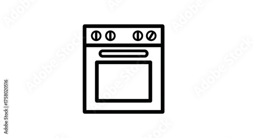 Simple Line Art Icon of a Modern Electric Oven.