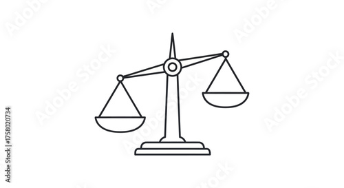 Simple Line Art Illustration of a Traditional Balance Scale.