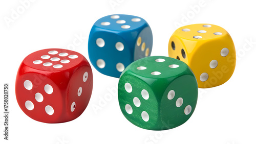 Colorful Dice Set: Red, Blue, Green, Yellow Game Cubes for Play, Chance, and Leisure