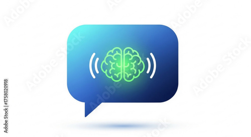 Brain in speech bubble with sound waves on
