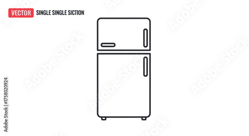 Simple black line art icon of a classic two-door refrigerator with a top freezer.