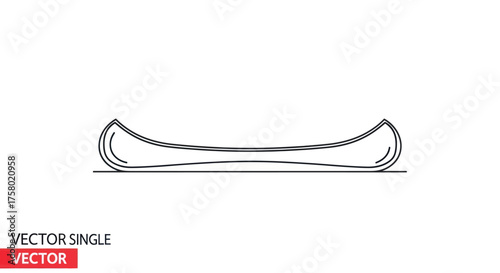 Simple Line Art Canoe Illustration Traditional Watercraft Outline Drawing.