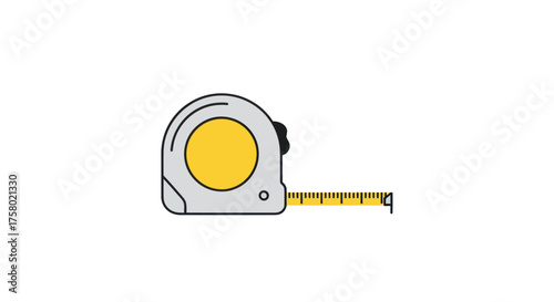 Cartoon Illustration of a Silver and Yellow Measuring Tape.