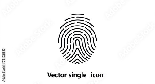 Black and White Fingerprint Icon Representing Security and Identity.