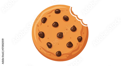 Delicious Chocolate Chip Cookie with a Bite Taken Out.