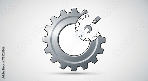 Gear with wrench, symbolizing mechanical repair