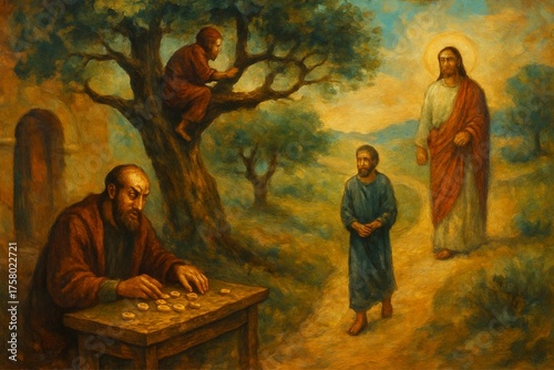 Biblical theme concept of Path to redemption. 