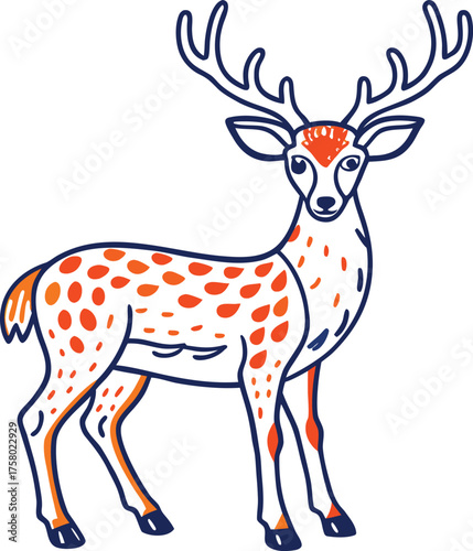 Majestic deer with antlers standing gracefully full body wildlife animal portrait