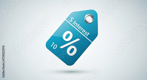 Illustration of a blue tag with the word interest
