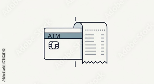Atm card and receipt icon for financial transaction