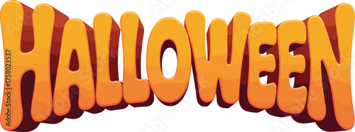 Halloween text vector illustration, orange festive typography, spooky holiday lettering design, playful seasonal font for merchandise, greeting cards, banners, and stock content