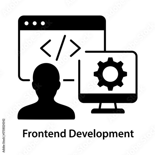 Frontend development icon with user and code