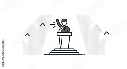 Person giving speech on podium representing leadership and public speaking