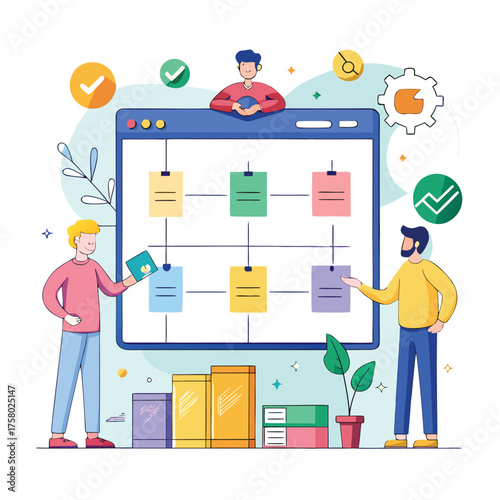 kanban board collaboration illustration.eps