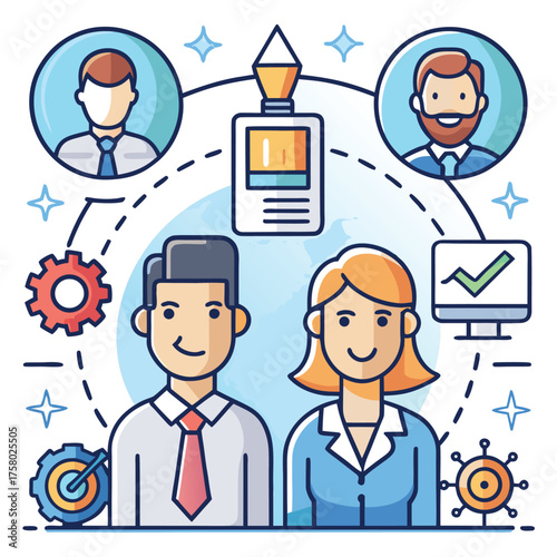 line style icon set of business collaboration  inc.eps