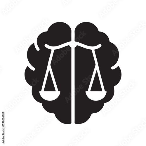 brain heart balance vector silhouette clip art logo design illustration