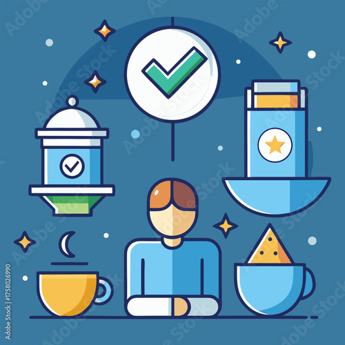 line style icons of habit routines  drink water cu.eps