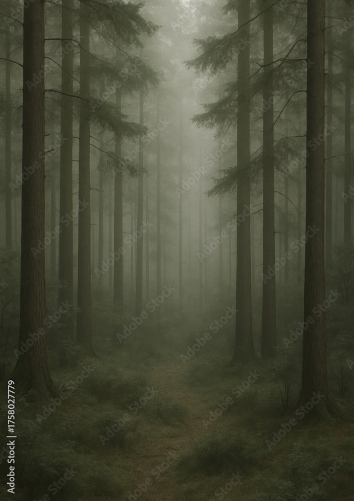 Fototapeta premium Misty forest path tranquility