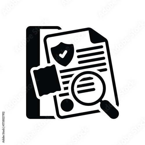 Black solid icon for investigation