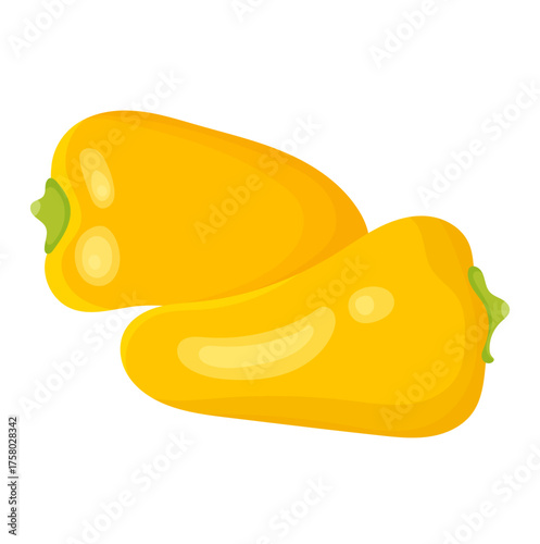 Two of Bell Pepper Vegetable Illustration Isolated on White Background