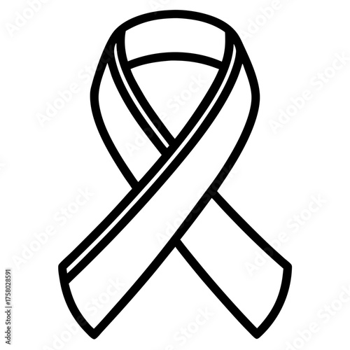 Simple black and white outline of a support ribbon
