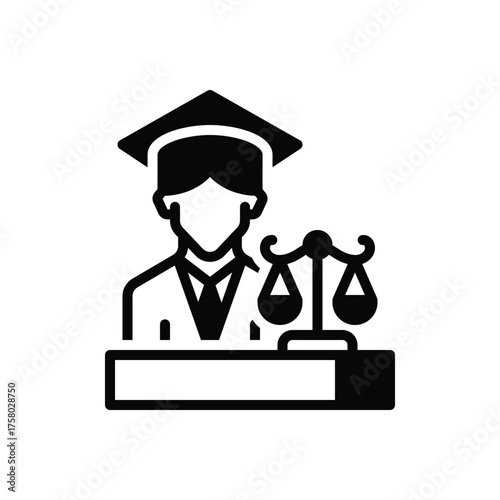 Black solid icon for legal scholar