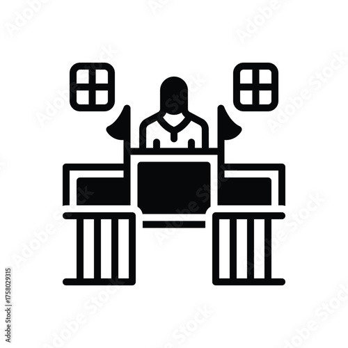 Black solid icon for courtroom trial