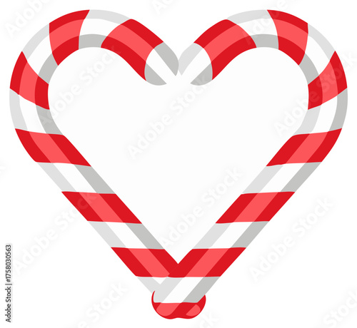 Sweet Candy Cane Heart Shape Vector Illustration for Christmas Holidays and Love Design