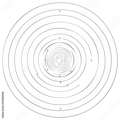 Concentric Circles with Repeating Arrow Design Element Symbolizing a Spiral Path