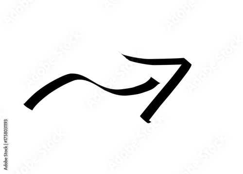 A simple, hand-drawn vector illustration of an arrow pointing upwards. The style is deliberately rough, giving it a quick, casual, and authentic handwritten or doodle aesthetic