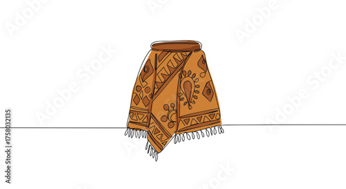 African patterned cloth with decorative designs and fringes  