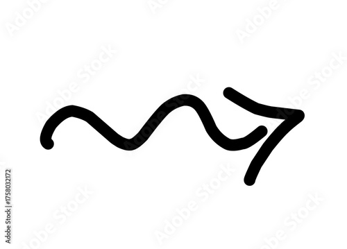 A simple, hand-drawn vector illustration of an arrow pointing upwards. The style is deliberately rough, giving it a quick, casual, and authentic handwritten or doodle aesthetic