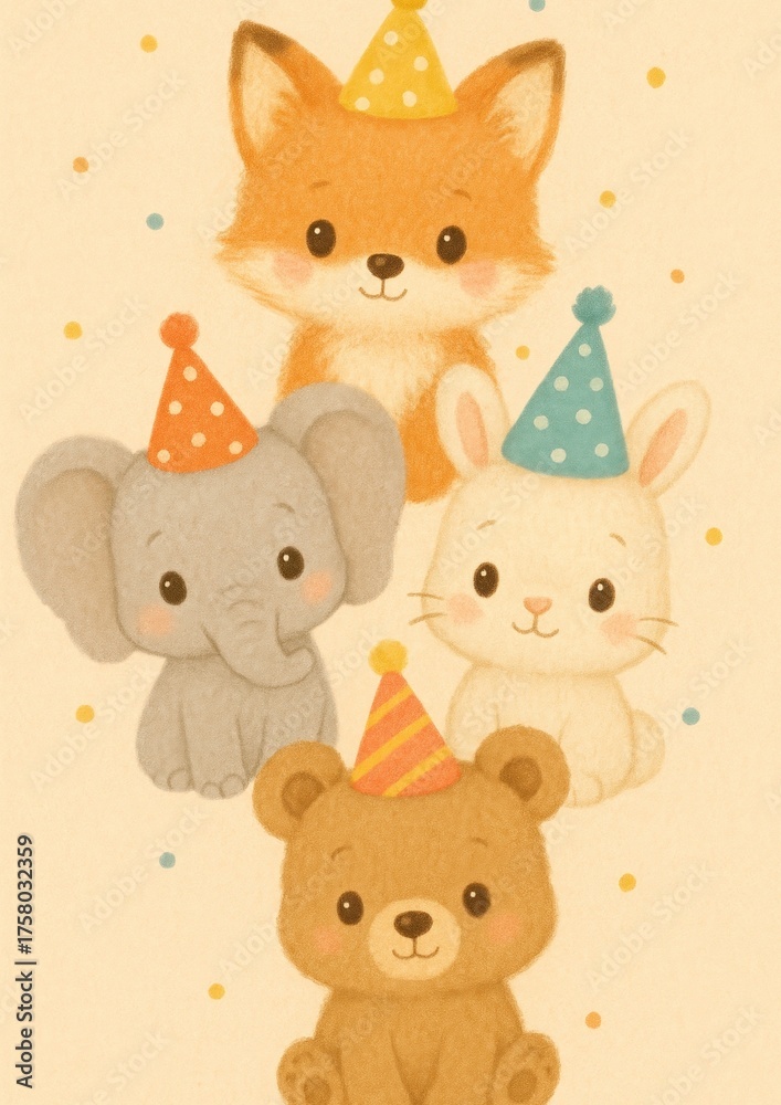 Fototapeta premium Cute animal party wallpaper