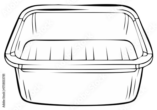 Rectangular food container illustration with black outlines