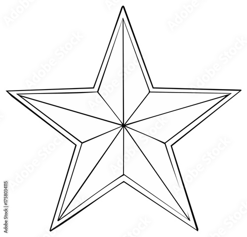 Classic five-pointed star outline with geometric facets and clean lines
