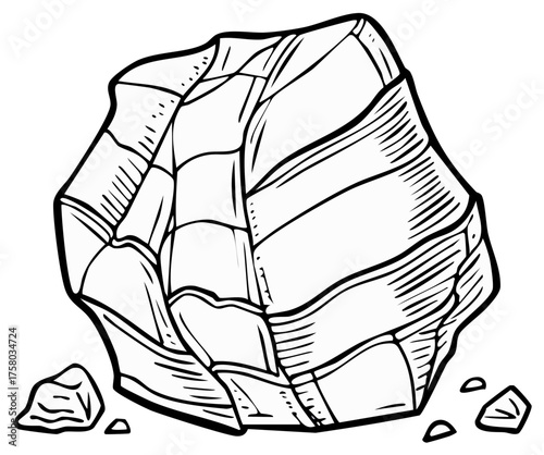 Flint Stone Tool Vector Illustration, Prehistoric Archaeology