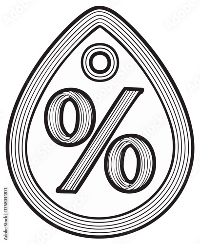 Stylized Black and White Percent Symbol Inside a Drop Shape
