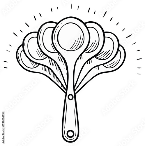 Collection of Hand Drawn Spoons in a Fan Shape