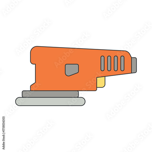 Portable disc sander power tool. Color flat icon. Vector illustration isolated on white background for construction repair websites and storefront.