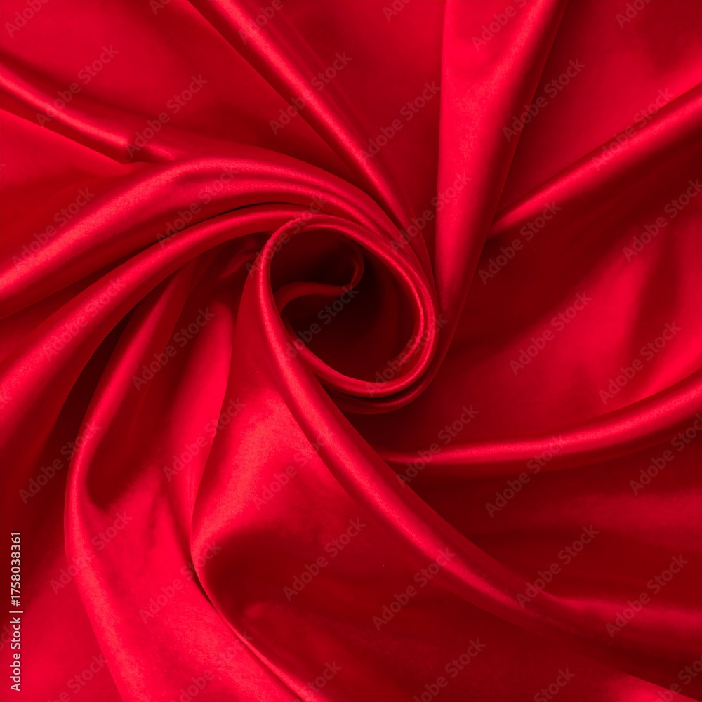 Fototapeta premium Red silk fabric draped in swirls