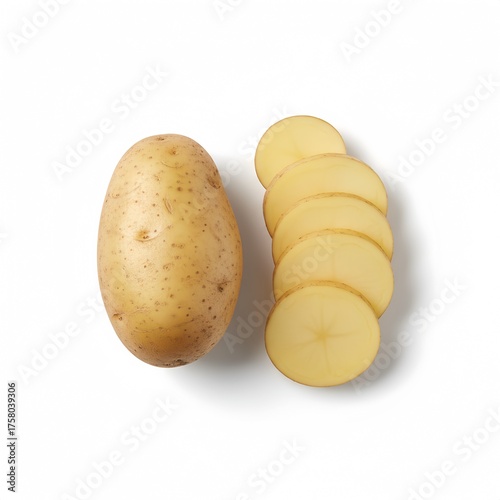 Potato and Sliced Potato Isolated