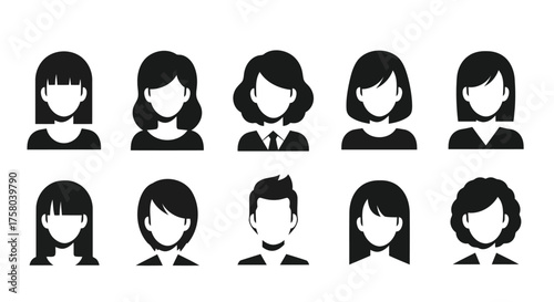 Vector art of set of diverse anonymous user profile icons